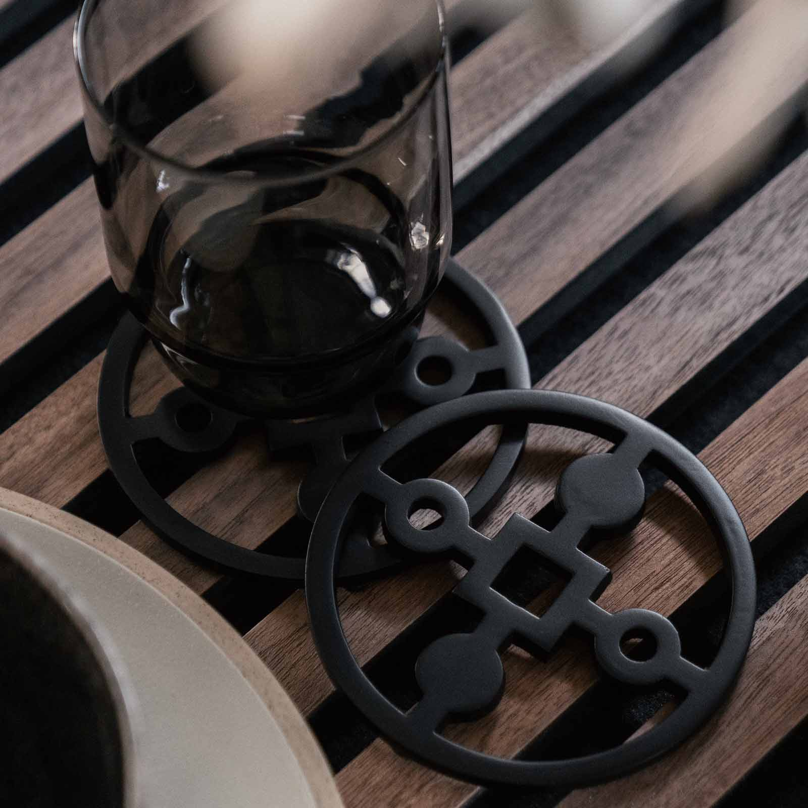 Glasunderlägg - Anima Gemella - Svart