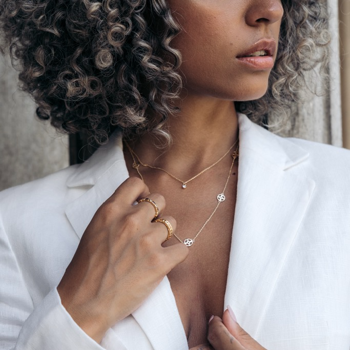 Halsband, Glam Bianco - Förgyllt