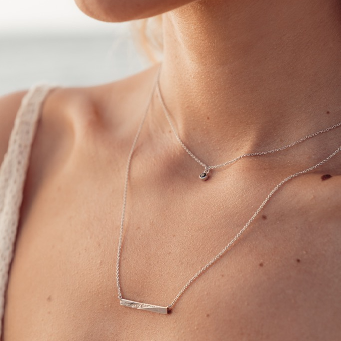 Halsband, Glam Nero - Silver