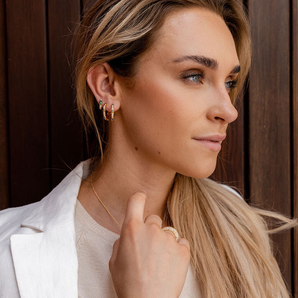 Hoops, Glam 1 Verde - Förgyllt