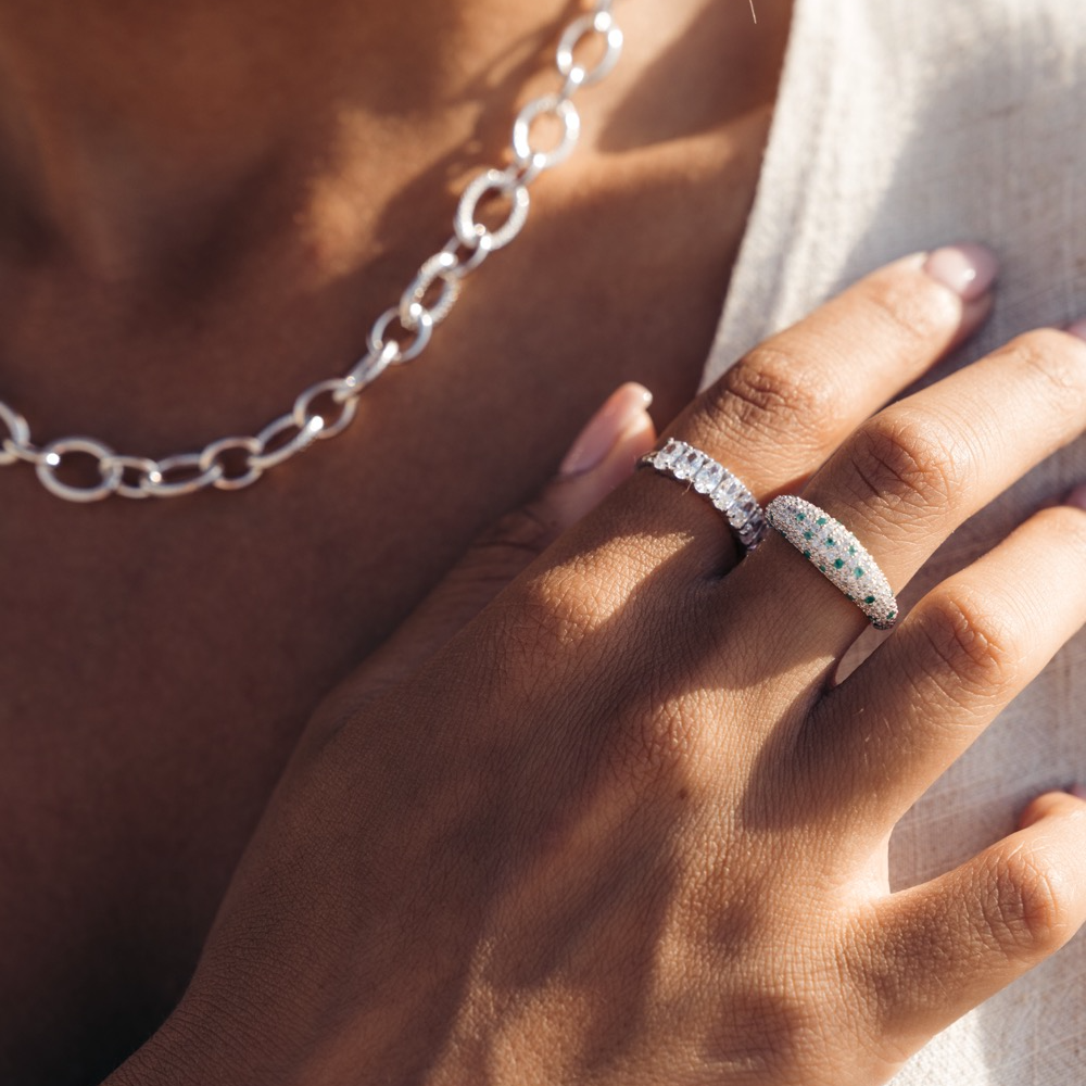 Ring, Illuminare 1 Verde - Silver 7