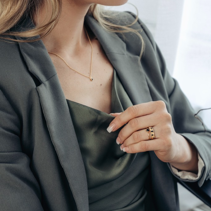 Ring, Milano Nero - Förgyllt 7