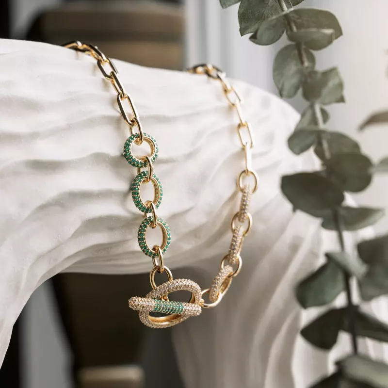 Halsband, Illuminare Verde - Förgyllt