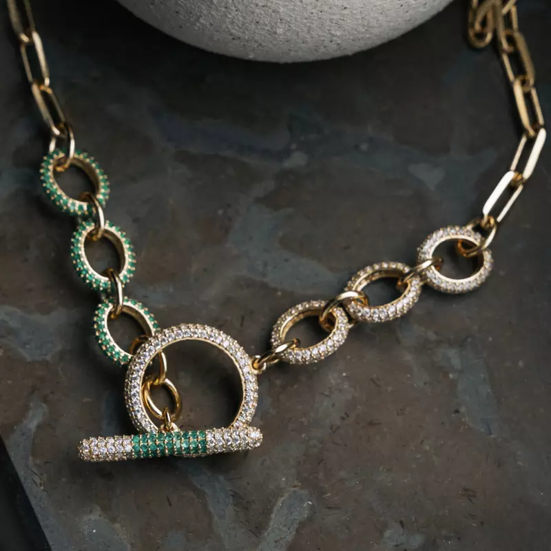 Halsband, Illuminare Verde - Förgyllt