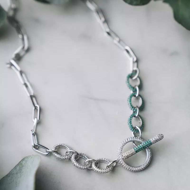 Halsband, Illuminare Verde - Silver