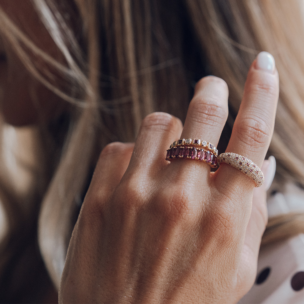 Ring, Glam 1, Rosa Ciliegia  Guld